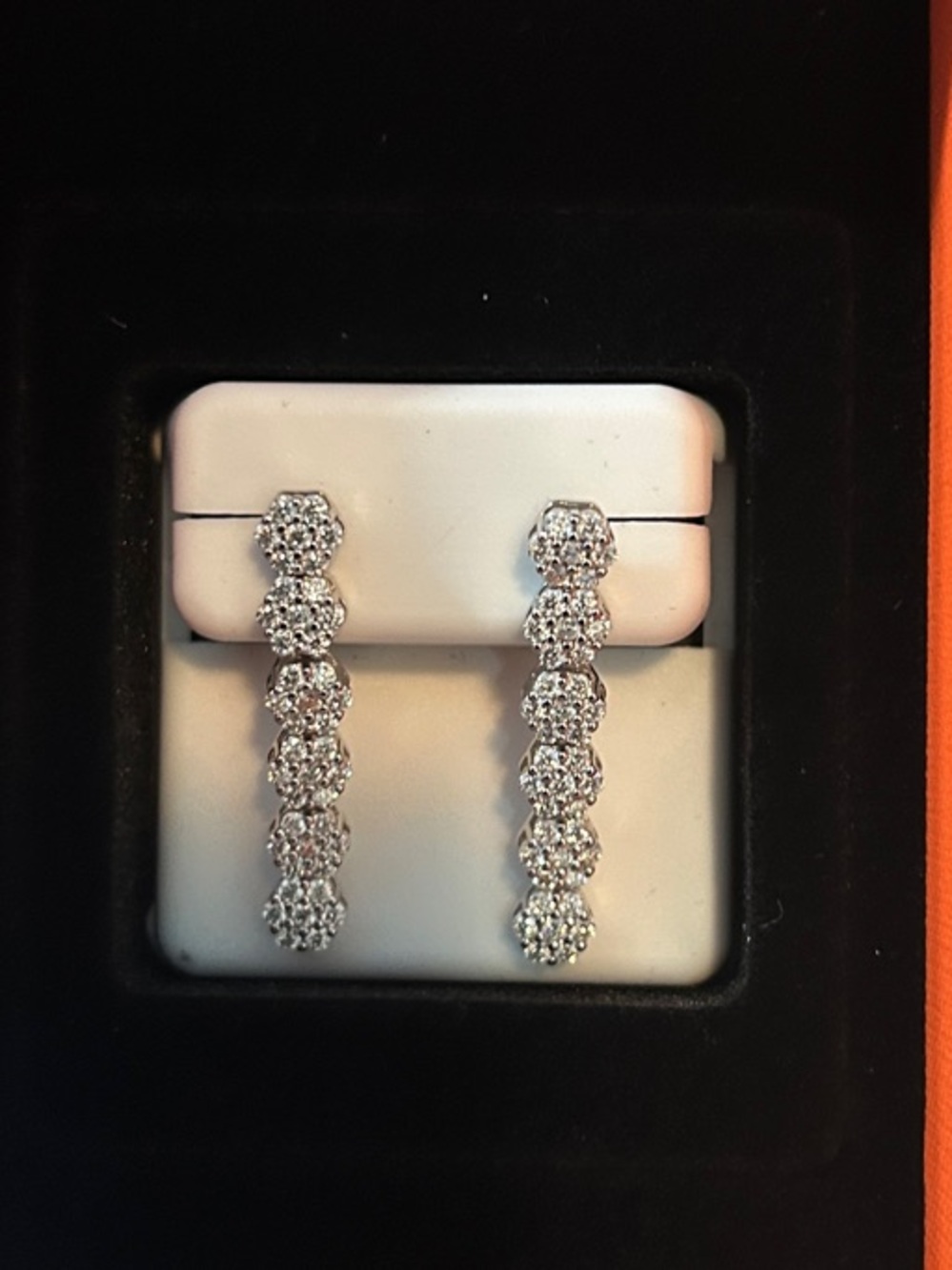 925 Silver Moissanite 2.0 carat total weight Drop Earrings NIB
